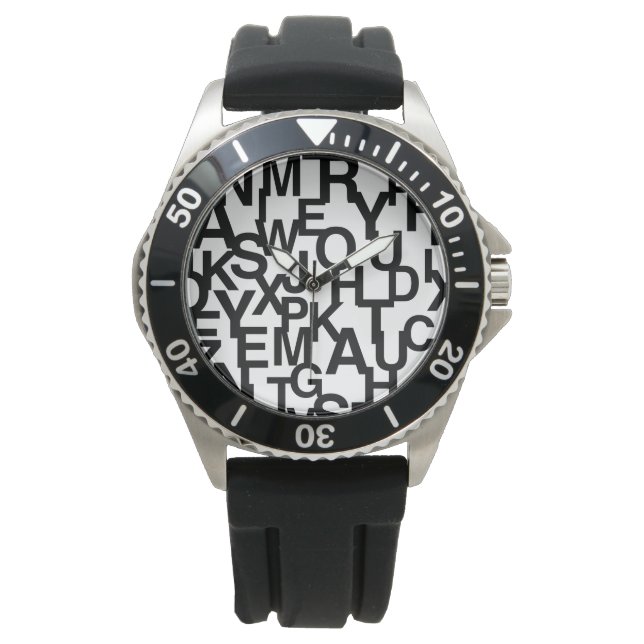 Montre Motif moderne, abstrait, désordonné avec des lettr (devant)