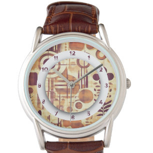 Montre Motif moderne avec tons et chiffres en bois bio