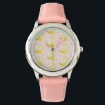 Montre Motif moderne Pastel rose et citron jaune<br><div class="desc">Motif moderne Pastel rose et citron jaune</div>
