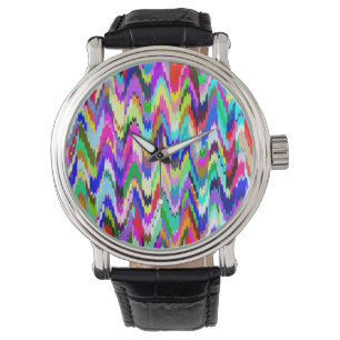 Montre Motif mosaïque multicolore Abstrait