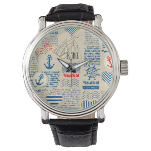 Montre Motif nautique de journal