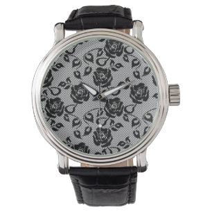 Montre Motif noir de dentelle sur l'arrière - plan blanc
