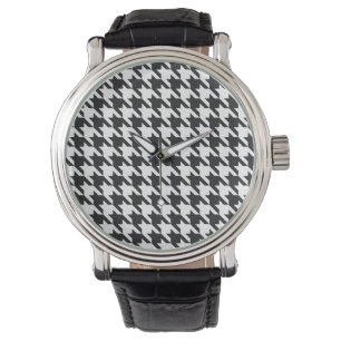 Montre Motif noir et blanc de pied-de-poule
