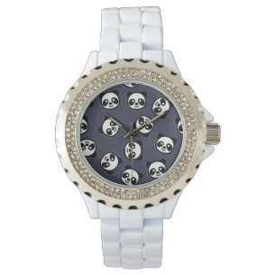 Montre Motif noir et blanc mignon de bande dessinée de