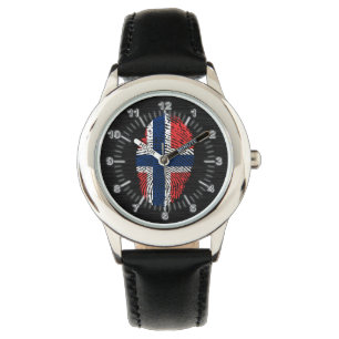 Montre Motif norvégien d'empreinte digitale de contact