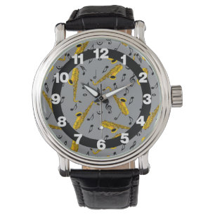 Montre Motif note musique saxophone