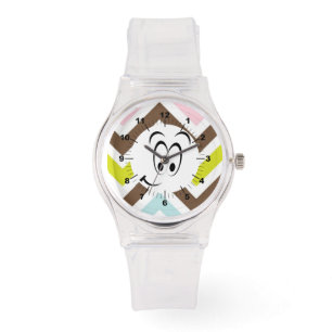 Montre Motif œil de visage chic chevron rayure paix desti