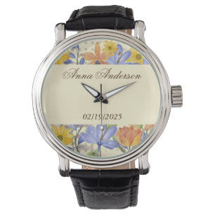 MONTRE MOTIF ORANGE FLOWER