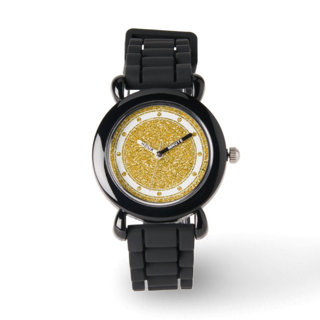 Montre Motif PURE GOLD Splatter + votre image (Recto)