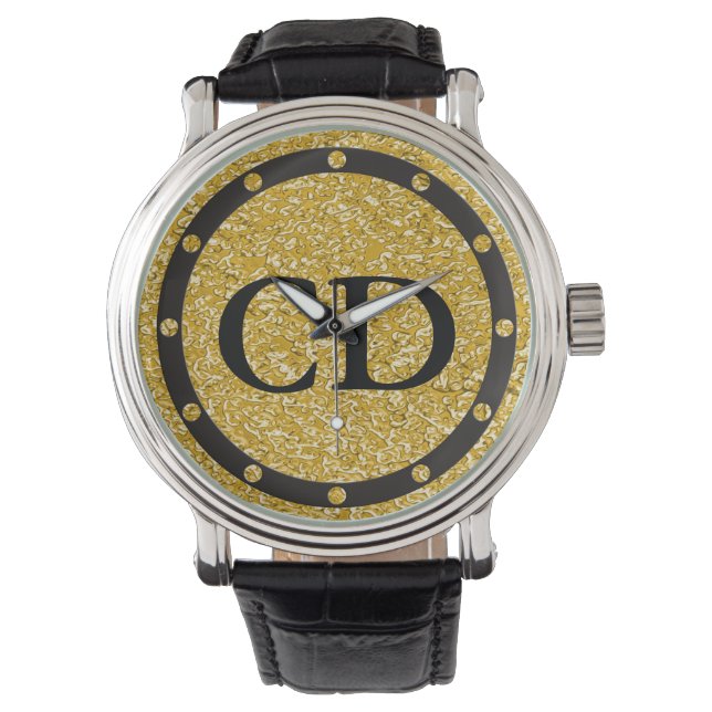 Montre Motif PURE GOLD Splatter + votre image & monogramm (devant)
