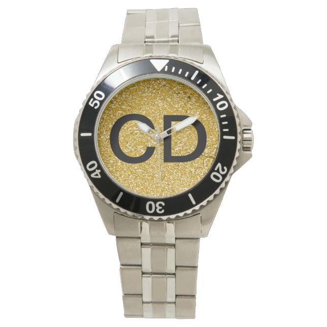 Montre Motif PURE GOLD Splatter + votre image & monogramm (devant)