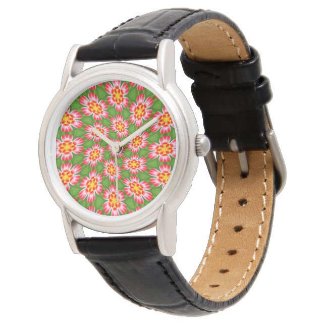 Montre Motif Red Lilies (Incliné)
