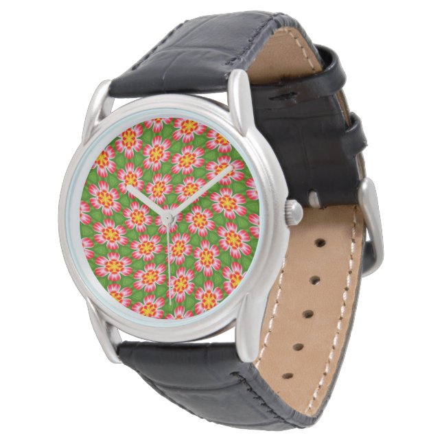 Montre Motif Red Lilies (Incliné)