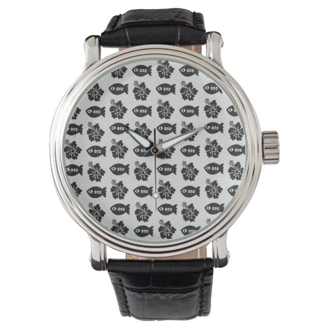 Montre Motif Retro Grey Tiki (devant)