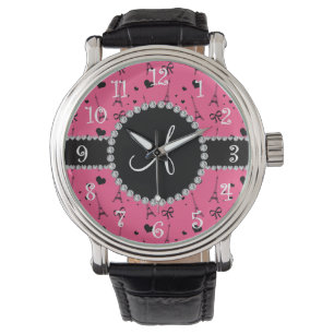 Montre Motif rose de Tour Eiffel de monogramme