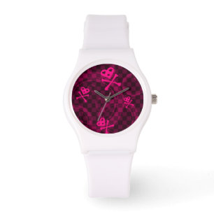 Montre Motif rose d'Emo avec des cercles