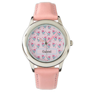 Montre Motif rose éléphant mignon