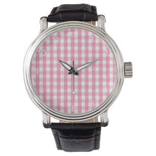 Montre Motif rose et blanc de guingan