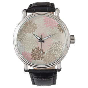 Montre Motif rose et Brown de maman