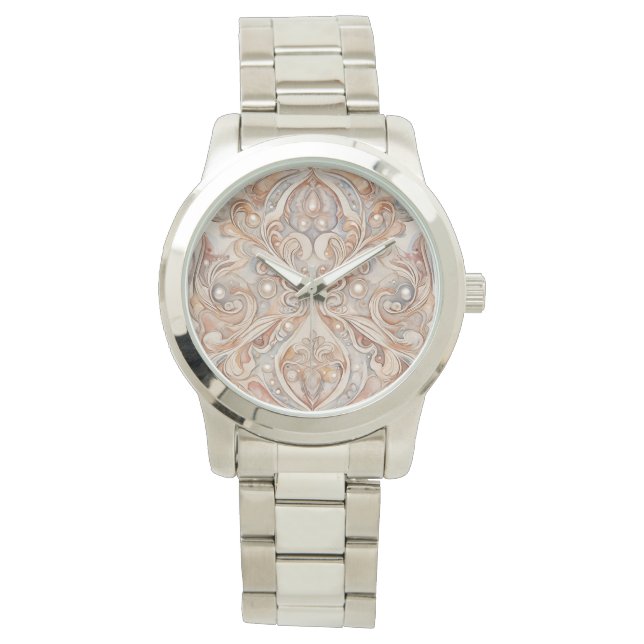 Montre Motif rose Gold Mozaik avec Pearl Design Art, (devant)