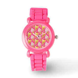 Montre Motif rose Kawaii avec crème glacée aux fraises