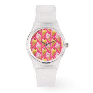 Montre Motif rose Kawaii avec crème glacée aux fraises
