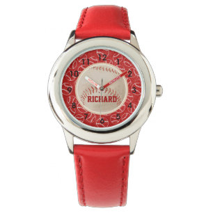 Montre Motif rouge personnalisé de base-ball avec le