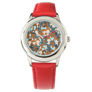 Montre Motif sans couture avec des filles noires et des f