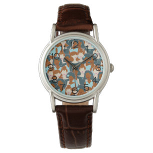 Montre Motif sans couture avec des filles noires et des f