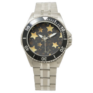 Montre Motif sans couture avec étoiles d'or