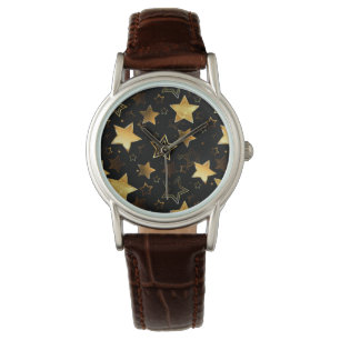 Montre Motif sans couture avec étoiles d'or