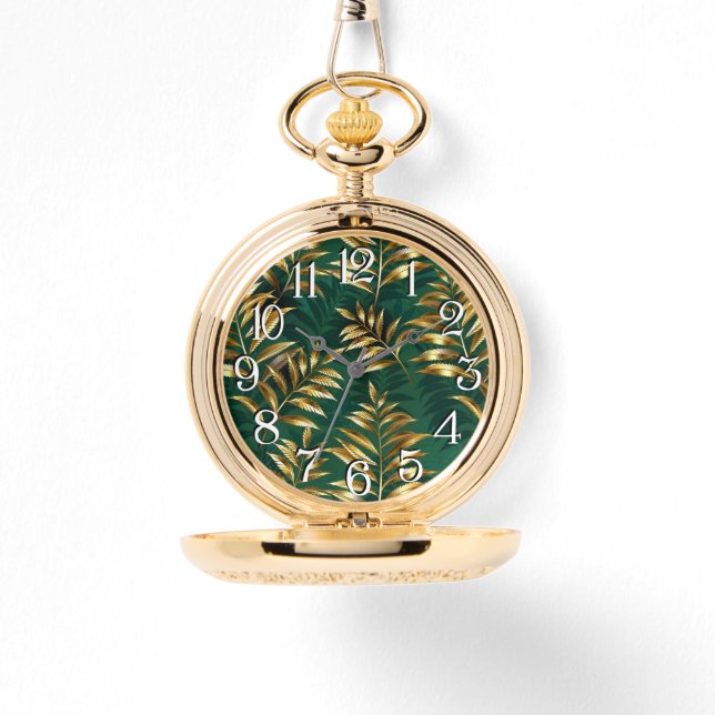 Montre Motif sans couture avec fougères dorées (Recto)