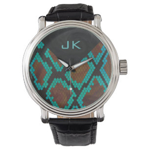 Montre Motif serpent et bleu sarcelle Monogram