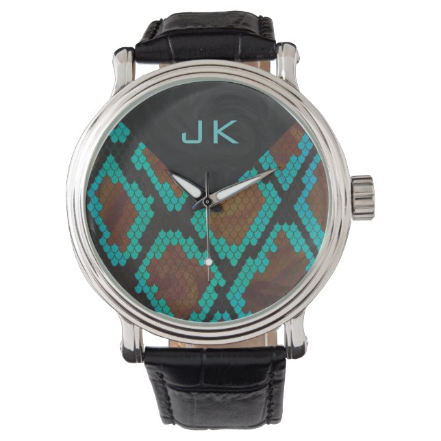 Montre Motif serpent et bleu sarcelle Monogram (devant)