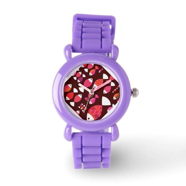 Montre motif sous-marin de poisson rétro Abstrait (Recto)