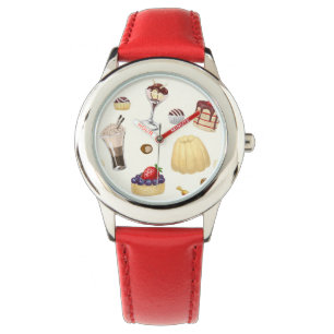 Montre Motif sucré avec des desserts variés.