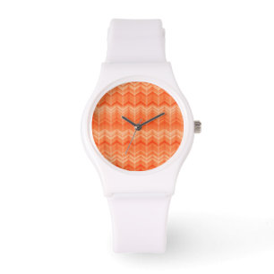 Montre Motif textile de zigzag abstrait rouge