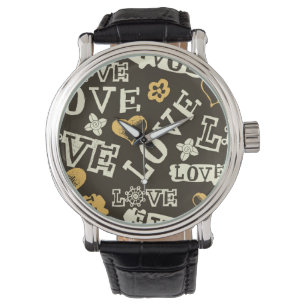 Montre Motif tiré par la main d'amour