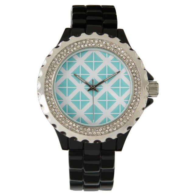 Montre Motif Triangle tendance Turquoise (devant)