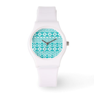 Montre Motif tribal aztèque grunge turquoise