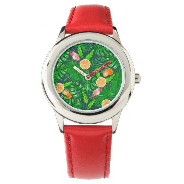 Montre Motif tropical, colibris (devant)