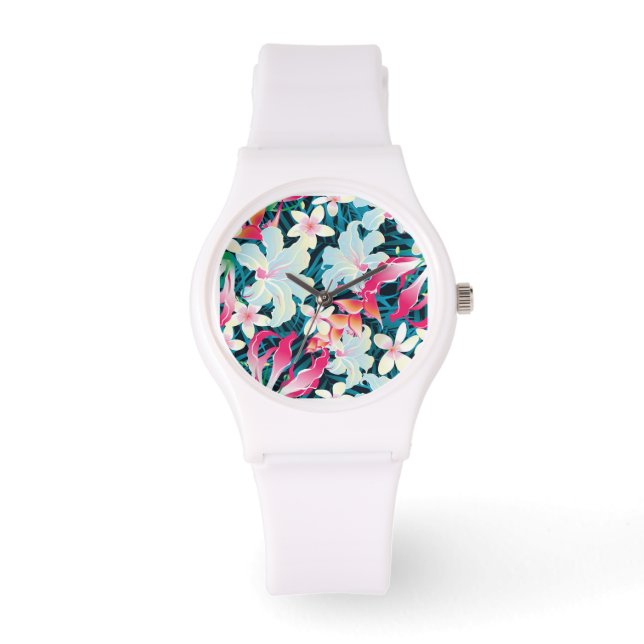 Montre Motif tropical coloré (Recto)