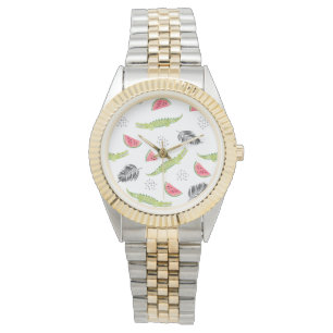 Montre Motif tropical de pastèque et de crocodile