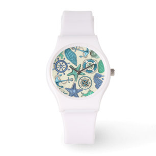 Montre Motif turquoise d'animaux de mer