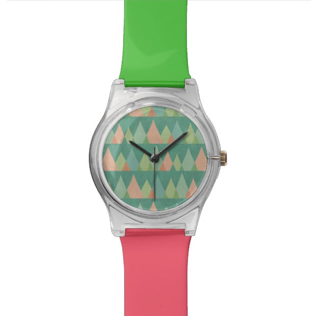 Montre Motif turquoise de triangle d'étape | de Geo de (Fermer)