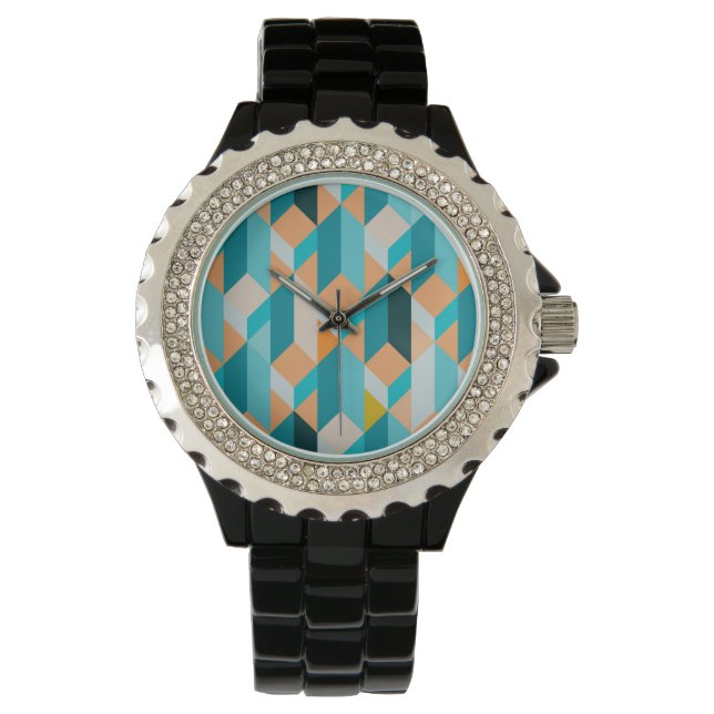 Montre Motif turquoise Et Orange (devant)