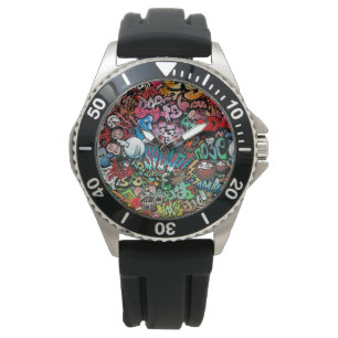 Montre Motif urbain de caractères de graffiti d'art de
