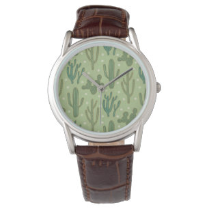 Montre Motif vert de cactus d'étape de Geo de sud-oues