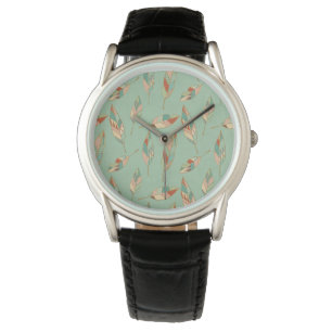 Montre Motif vert de plume d'étape   de Geo de sud-ouest