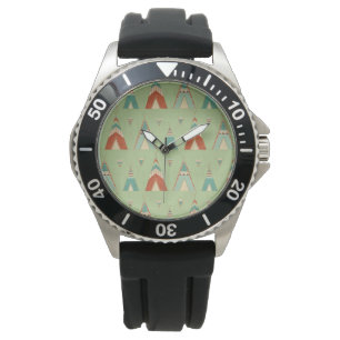Montre Motif vert de Teepee d'étape de Geo de sud-oues